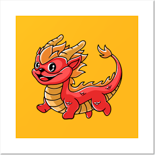 Cute Red Dragon Chinese New Year Posters and Art